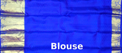 Red Kanchipuram Silk Saree with Royal Blue Elephant and Floral Jaquard