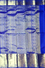 Red Kanchipuram Silk Saree with Royal Blue Elephant and Floral Jaquard