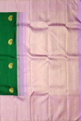 Dark Green Annam Bhutta Kanchipuram Silk Saree with Light Pink Pallu