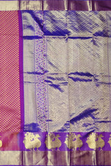Pink Mango Jaquard Kanchipuram Silk Saree with Purple Pallu