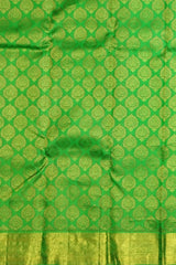 Parrot Green Jaquard Kanchipuram Silk Saree with Tear Motifs