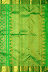 Parrot Green Jaquard Kanchipuram Silk Saree with Tear Motifs
