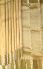 Sandalwood-Colored Vertical Bhutta Kanchipuram Silk Saree