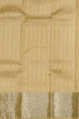 Sandalwood-Colored Vertical Bhutta Kanchipuram Silk Saree