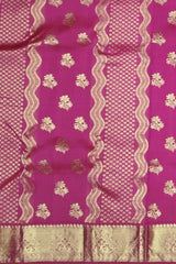 Classic Pink Flower-Wave Motif Kanchipuram Silk Saree