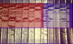 Pink Tear Bhutta Kanchipuram Silk Saree with Purple Border