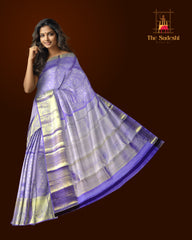 Lavender Floral Jaquard Kanchipuram Silk Saree