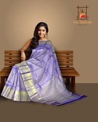 Lavender Floral Jaquard Kanchipuram Silk Saree