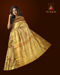 Red Tissue Kanchipuram Silk Saree with Mango Motif