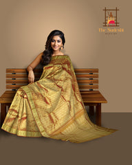 Red Tissue Kanchipuram Silk Saree with Mango Motif