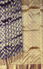 Purple Kanchi Pure Silk Saree with Tear Shape Jacquard and Reddish Pink Blouse – A Delicate Dance of Grace and Grandeur