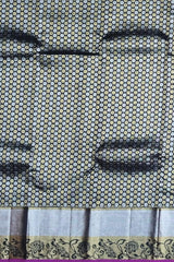 Black Kanchi Pure Silk Saree with Silver and Gold Jacquard – A Timeless Symphony of Elegance