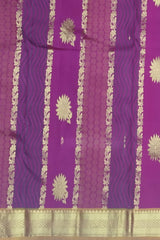 Purple Kanchi Pure Silk Saree with Vertical Wave Jacquard and Mustard Accents – Grace in Every Thread
