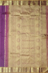 Purple Kanchi Pure Silk Saree with Vertical Wave Jacquard and Mustard Accents – Grace in Every Thread