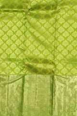 Lime Green Kanchi Pure Silk Saree with Brick Red Pallu – A Radiant Celebration of Elegance