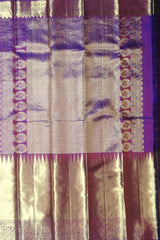 Deep Maroon Mango Jaquard Kanchipuram Silk Saree with Zari Border