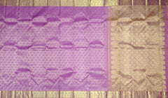 Dusty Rose Vertical Bhutta Kanchipuram Silk Saree with Teal Blue Pallu