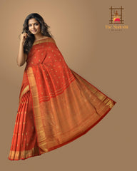 Checkered Radiance in Red with Self Borders Pure Silk Saree