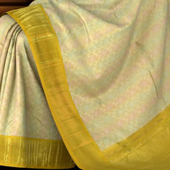 Off White Splendor with Mustard Yellow Contrast Pure Silk Saree
