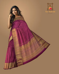Floral Fantasy in Vaada Malli Purple with Self Borders Pure Silk Saree