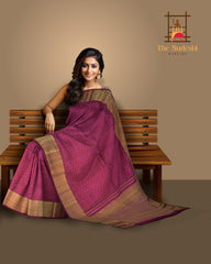 Floral Fantasy in Vaada Malli Purple with Self Borders Pure Silk Saree