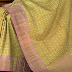 Golden Elegance with Lilac Contrast Pure Silk Saree