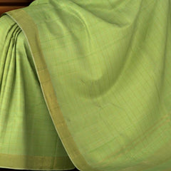 Pista Green Checks Pure Silk Saree with Self Design
