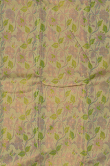 Gold Kanchipuram tissue Silk Saree with multicolor floral embossed designs on the body with red contrast border and diamond design pallu with floral motif