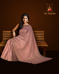 Light Blush Pink Kanchipuram Silk Saree with jacquard and rudraksha inside diamond designs on the body with self floral, intricately designed border and floral design with diamond motif designs in pallu