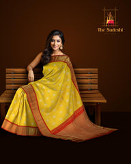 Sunlit Glory in Yellow and Red Kanchipuram Silk Saree
