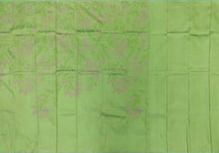 Apple Green Kanchipuram Silk Saree with Floral Threadwork and Zari Accents