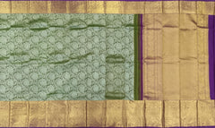 Regal Olive Green Kanchipuram Silk Saree with Floral Jacquard Motifs