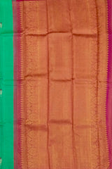 Elegant Sea Green Kanchipuram Silk Saree with Borderless Motif Design