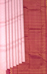 Baby Pink Borderless Kanchipuram Silk Saree with Bhutta and Line Pattern