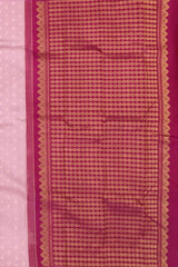 Baby Pink Borderless Kanchipuram Silk Saree with Bhutta and Line Pattern
