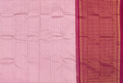 Baby Pink Borderless Kanchipuram Silk Saree with Bhutta and Line Pattern