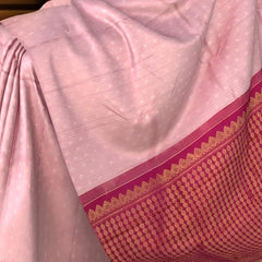 Baby Pink Borderless Kanchipuram Silk Saree with Bhutta and Line Pattern