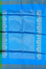 Emerald Green & Bluish Green Dual Tone Kanchipuram Silk Saree - Traditional Mango & Floral Motifs