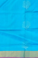 Sky Blue Kanchipuram Silk Saree with Exquisite Zari Bhutta - A Timeless Masterpiece