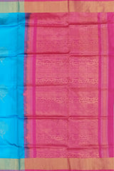 Sky Blue Kanchipuram Silk Saree with Exquisite Zari Bhutta - A Timeless Masterpiece