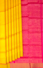 Golden Yellow Kanchipuram Silk Saree with Elegant Self Bhutta - A Ray of Sunshine