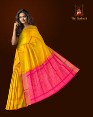 Golden Yellow Kanchipuram Silk Saree with Elegant Self Bhutta - A Ray of Sunshine