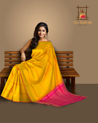 Golden Yellow Kanchipuram Silk Saree with Elegant Self Bhutta - A Ray of Sunshine