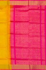 Golden Yellow Kanchipuram Silk Saree with Elegant Self Bhutta - A Ray of Sunshine