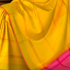 Golden Yellow Kanchipuram Silk Saree with Elegant Self Bhutta - A Ray of Sunshine