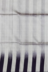 Sophisticated Grey Kanchipuram Silk Saree with Purple Gradient & Raw Silk Finish - Modern Elegance