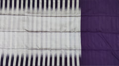 Sophisticated Grey Kanchipuram Silk Saree with Purple Gradient & Raw Silk Finish - Modern Elegance