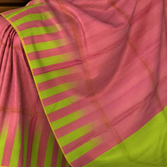 Tomato Pink Kanchi Pure Silk Saree in Raw Silk Finish – A Bold Statement in Subtle Craftsmanship