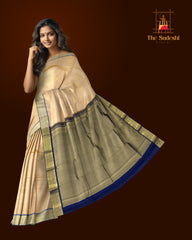 Sandal Colour Kanchipuram Silk Saree with Small Zari Bhutta - Serene Sophistication