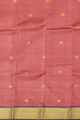Tomato Pink Kanchipuram Silk Saree with Diamond Bhutta - Radiant & Royal